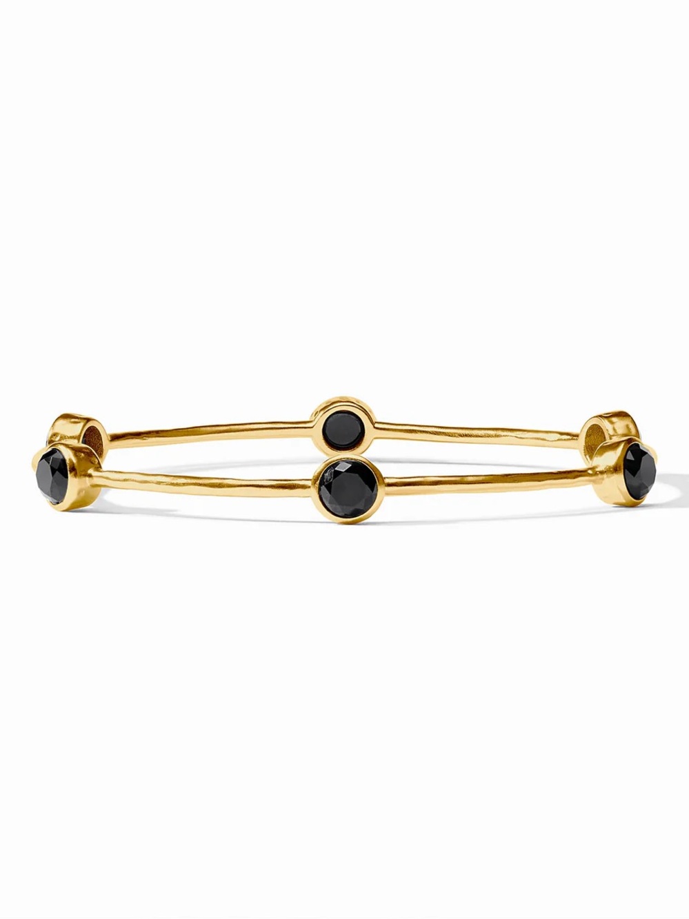 Julie Vos Gold Milano Bangle with Black Stone Accents